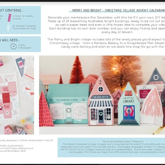 ($40) Merry and Bright Village Advent Calendar DIY Crafty Project - Picture 5 of 5